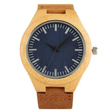 Load image into Gallery viewer, Black/Coffee/Green Dial Natural Bamboo Wood Watch Men Women Genuine Leather Wooden Clock Male hour Reloj de madera