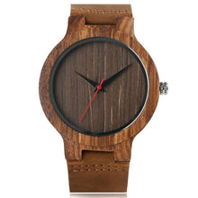 Load image into Gallery viewer, Black/Coffee/Green Dial Natural Bamboo Wood Watch Men Women Genuine Leather Wooden Clock Male hour Reloj de madera