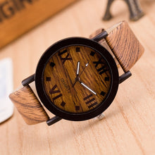 Load image into Gallery viewer, Genvivia Watch Men's Bamboo Wooden Wristwatches Roman Numerals Wood Leather Band Luxury Wood Watches for Men as Gifts Item