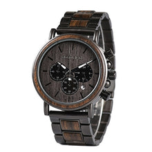 Load image into Gallery viewer, BOBO BIRD Unique Dial Stopwatch Bamboo Wooden Watches Men Wrist Watch With Date Create clock Gift In Wood Box saat erkek