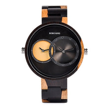 Load image into Gallery viewer, relogio masculino BOBO BIRD Watch Men 2 Time Zone Wooden Quartz Watches Women Design Men's Gift Wristwatches In Wooden Box W-R10