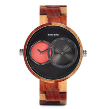 Load image into Gallery viewer, relogio masculino BOBO BIRD Watch Men 2 Time Zone Wooden Quartz Watches Women Design Men's Gift Wristwatches In Wooden Box W-R10