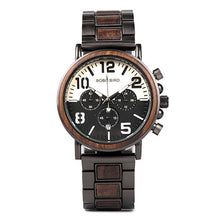 Load image into Gallery viewer, BOBO BIRD Wooden Stainless Steel Watch Men Water Resistant Timepieces Chronograph Quartz Watches relogio masculino Men's Gifts