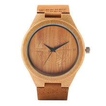 Load image into Gallery viewer, Black/Coffee/Green Dial Natural Bamboo Wood Watch Men Women Genuine Leather Wooden Clock Male hour Reloj de madera