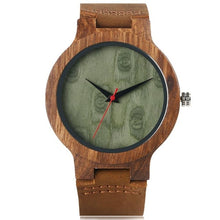 Load image into Gallery viewer, Black/Coffee/Green Dial Natural Bamboo Wood Watch Men Women Genuine Leather Wooden Clock Male hour Reloj de madera