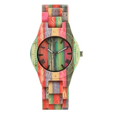 Load image into Gallery viewer, Unique Colorful Men Bamboo Watches Lovers Handmade Natural Wooden Bracelet Quartz Analog Luxury Wristwatches Ideal Gifts Items