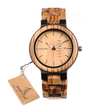 Load image into Gallery viewer, relogio masculino BOBO BIRD Wood Watch Men erkek kol saati Week Display Date Japan Quartz Men' Watches Accept Logo Drop Shipping