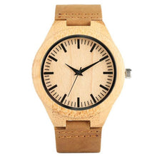 Load image into Gallery viewer, Black/Coffee/Green Dial Natural Bamboo Wood Watch Men Women Genuine Leather Wooden Clock Male hour Reloj de madera