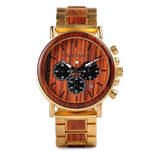 Load image into Gallery viewer, BOBO BIRD P09 Wood and Stainless Steel Watches Luminous Hands Stop Watch Mens Quartz Wristwatches in Wooden Box dropshipping