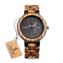Load image into Gallery viewer, relogio masculino BOBO BIRD Wood Watch Men erkek kol saati Week Display Date Japan Quartz Men' Watches Accept Logo Drop Shipping