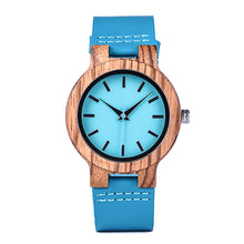 Load image into Gallery viewer, BOBO BIRD Women Watches Zebra Wooden Timepieces Turquoise Blue Men Watch Lovers Great Gifts Relogio Masculino Drop Shipping