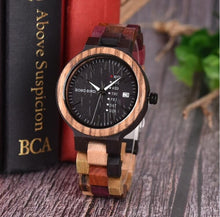 Load image into Gallery viewer, BOBO BIRD Bamboo Wooden Lover Couple Watches Men Show Date Ladies Wristwatch Women Quartz Male bayan kol saati Gift in Wood Box
