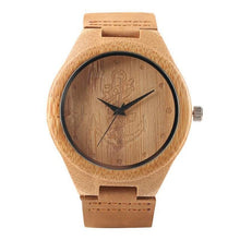 Load image into Gallery viewer, Black/Coffee/Green Dial Natural Bamboo Wood Watch Men Women Genuine Leather Wooden Clock Male hour Reloj de madera