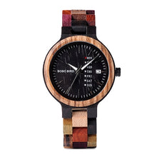 Load image into Gallery viewer, BOBO BIRD Luxury Wood Men Watch relogio masculino Designer Auto Date Colors Watches for Men Handmade Quartz Wristwatch C-P14- 1