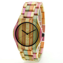 Load image into Gallery viewer, BEWELL Women Men Elegant Colorful Bamboo Wood Watch Waterproof Fashionable Quartz Wrist Watch (with Gift Box)