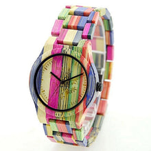 Load image into Gallery viewer, BEWELL Women Men Elegant Colorful Bamboo Wood Watch Waterproof Fashionable Quartz Wrist Watch (with Gift Box)